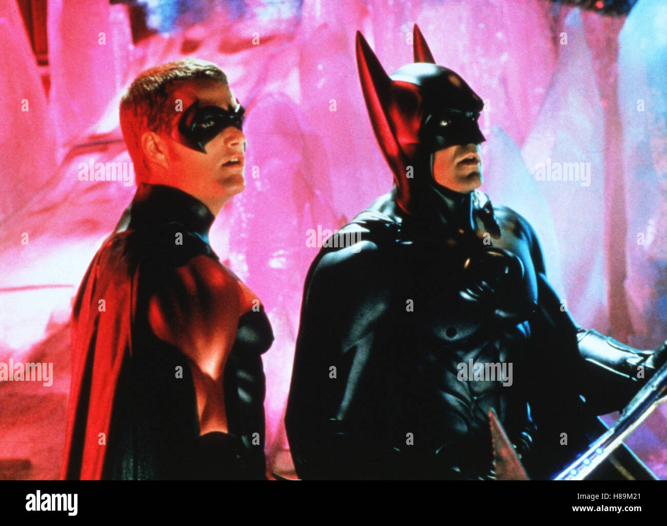 Batman e Robin (Batman & ROBIN) USA 1997, Regie: Joel Schumacher, CHRIS O Donnell, George Clooney, Stichwort: Maske, Kostüm Foto Stock