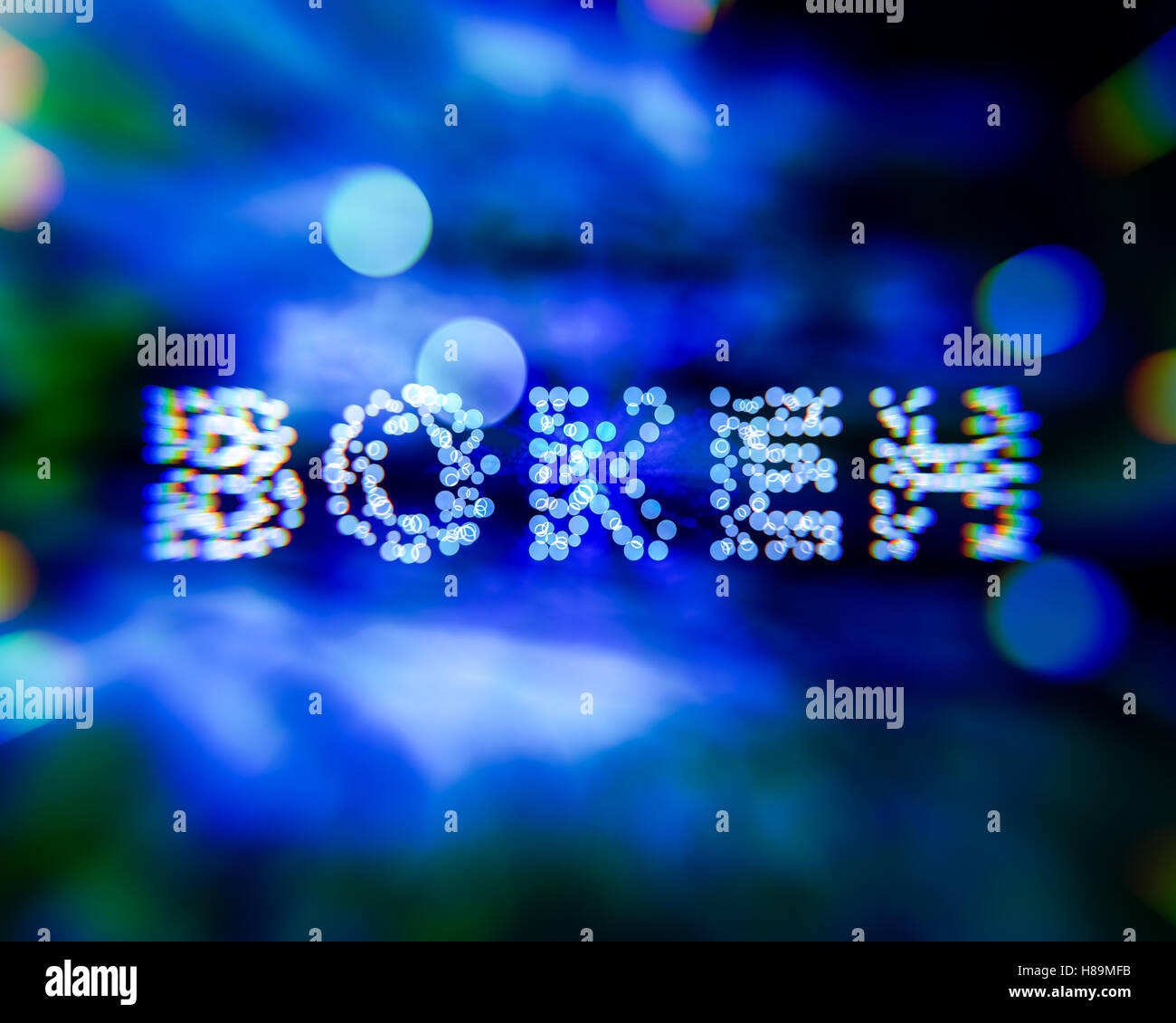 Bokeh parola cerchi luminosi effetto ottico Foto Stock