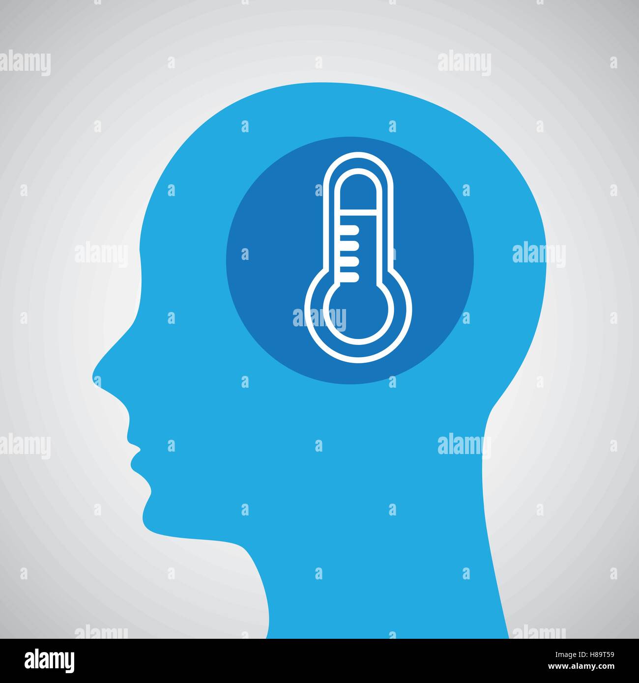 Simbolo icona meteo. testa di silhouette e termometro illustrazione vettoriale EPS 10 Illustrazione Vettoriale