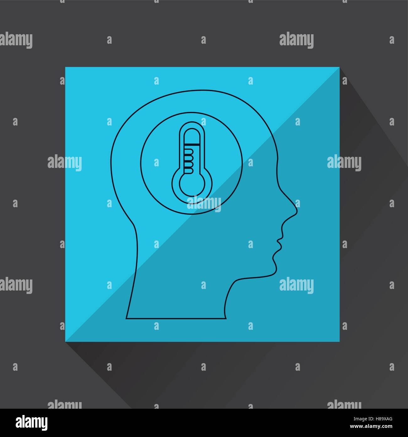 Simbolo icona meteo. testa di silhouette e termometro illustrazione vettoriale EPS 10 Illustrazione Vettoriale