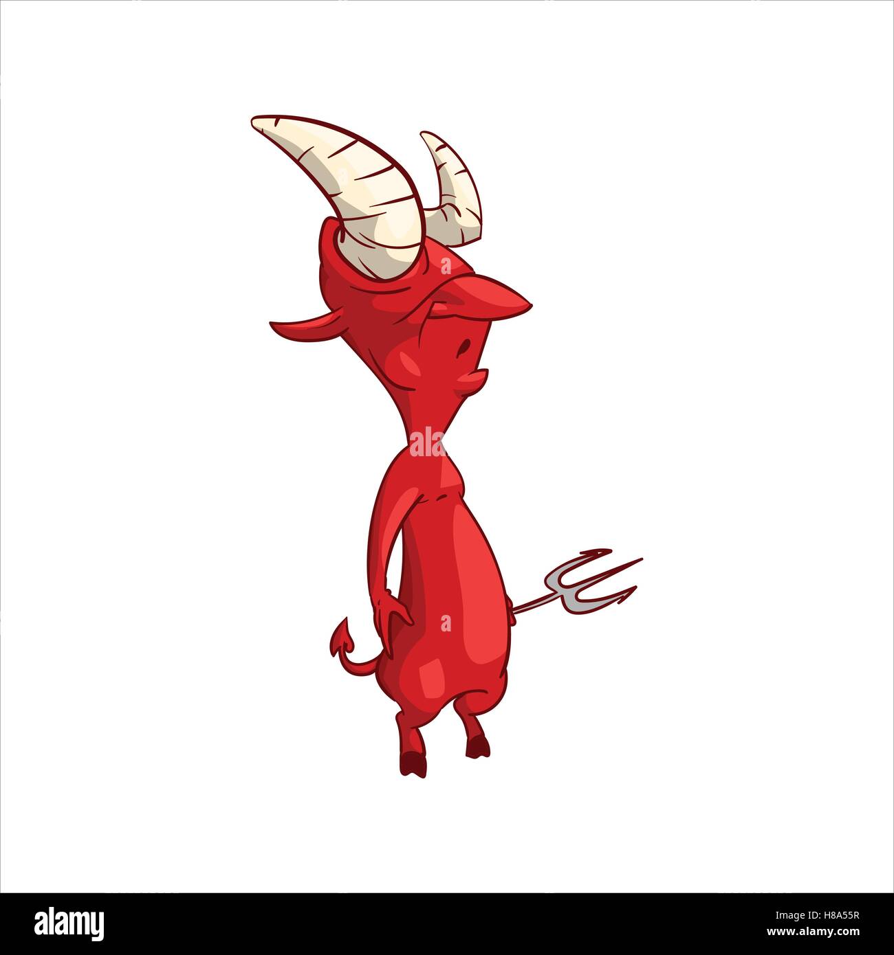 Colorata illustrazione vettoriale di un cartone animato red demon, imp o del diavolo Illustrazione Vettoriale