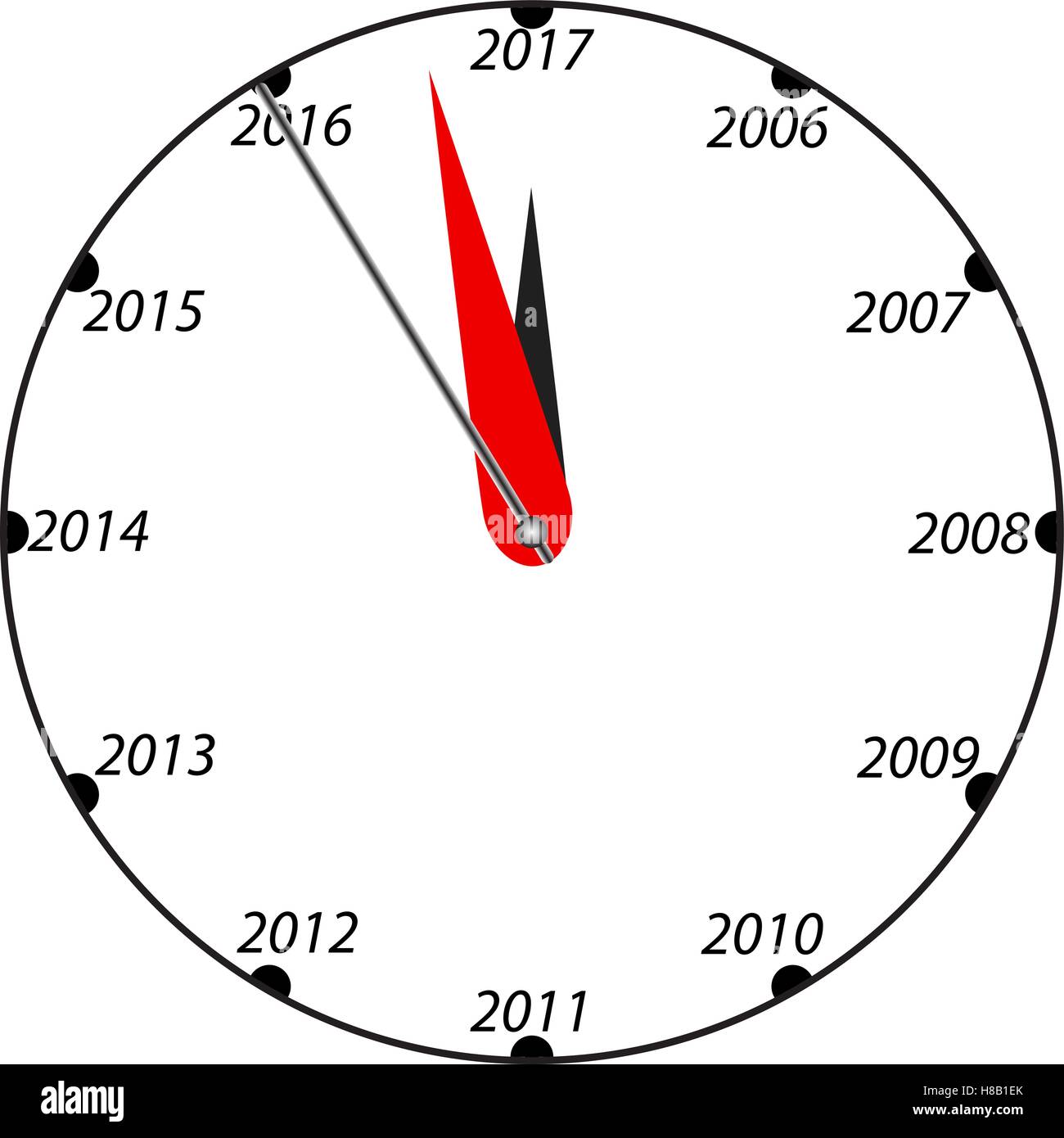 Tridimensionale che mostra orologio Nuovo anno 2017 a ore 12.00 Illustrazione Vettoriale