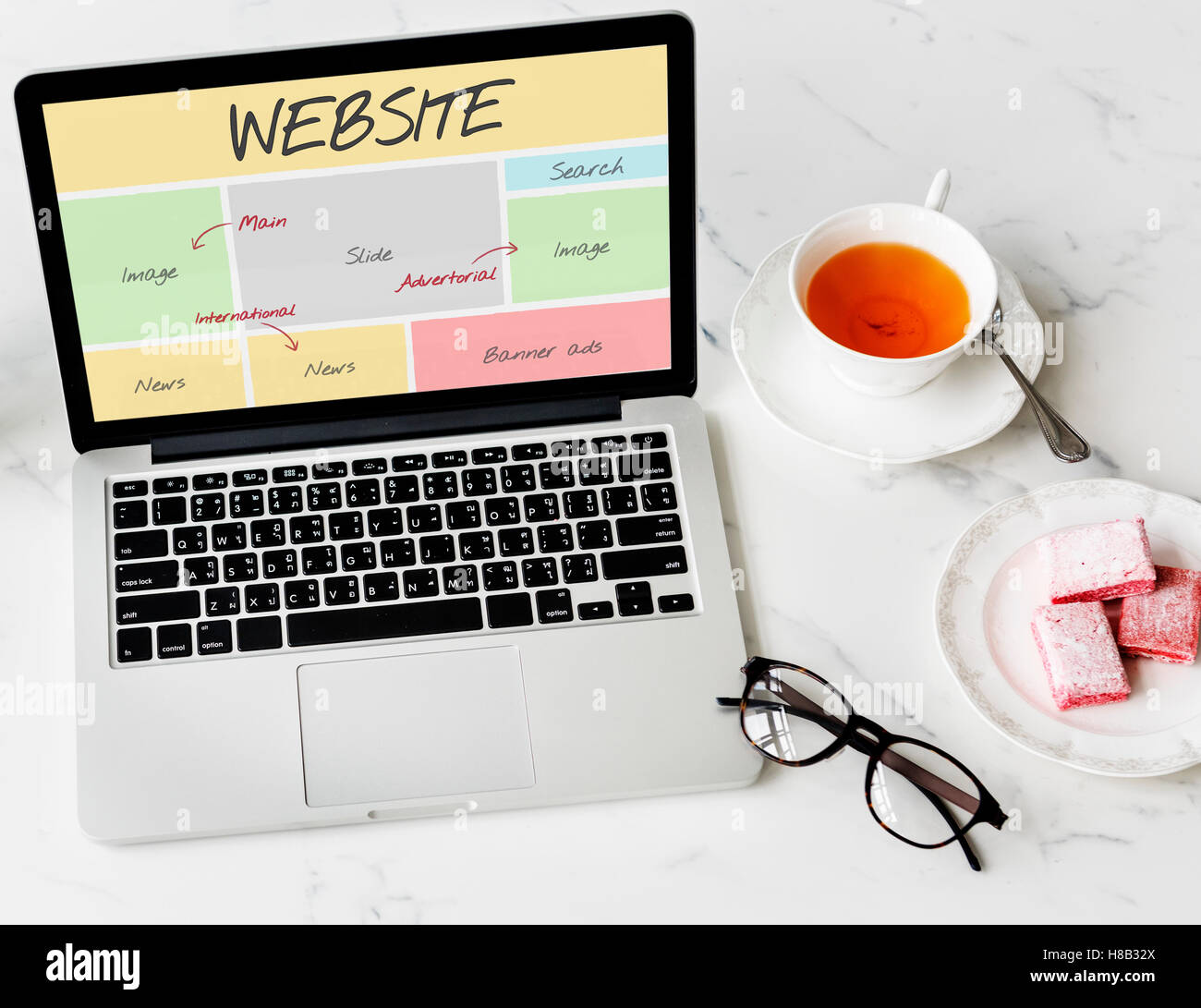 Il contenuto di un sito web Web Design Concept Foto Stock