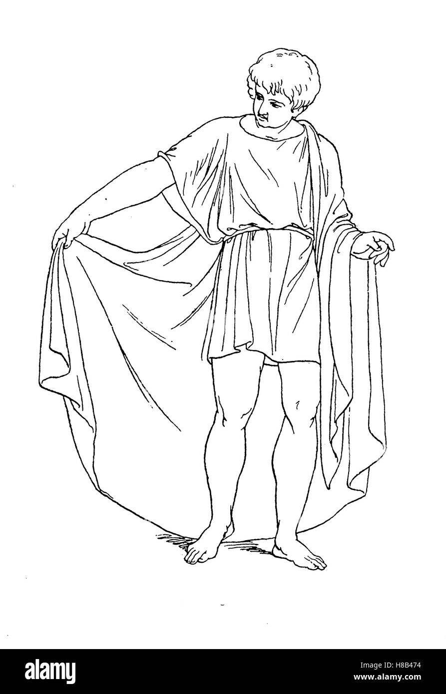 La Grecia, uomo di costume, Chiton breve e Himation, Storia della moda, costume storia Foto Stock
