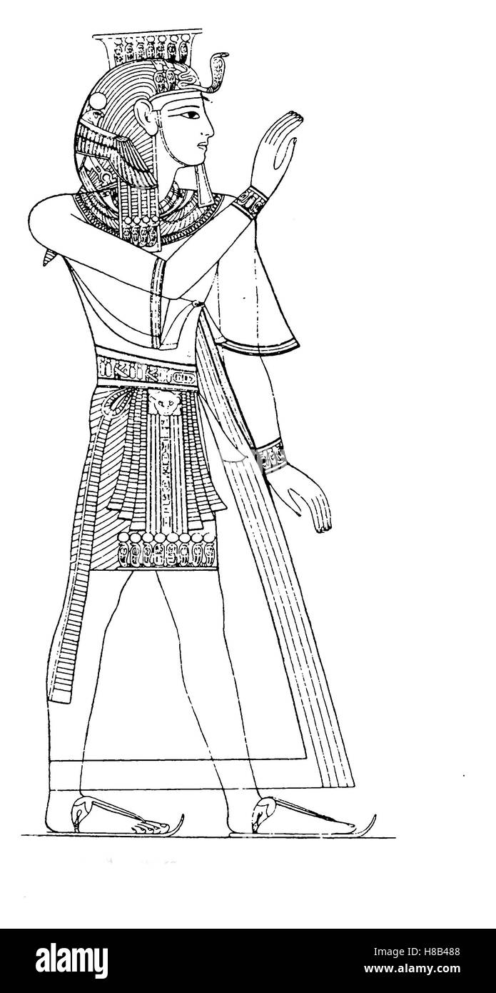 Re Ramesse III, xx dinastia, Egitto, in royal costume, Storia della moda, costume storia Foto Stock