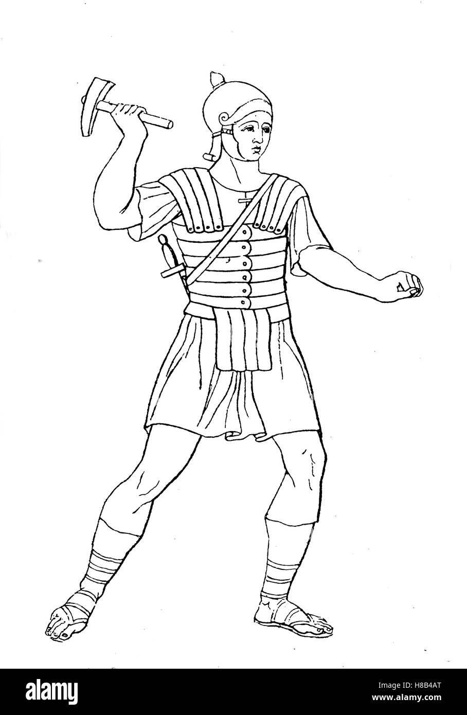 Soldato Romano con rotaie armor, dalla parte anteriore, la storia della moda, costume storia Foto Stock