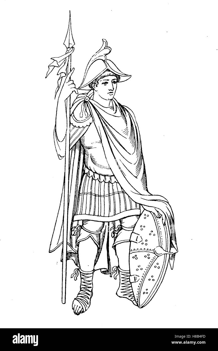 Il guerriero francese, swordbearer a Carlo il Temerario, 9. secolo, la storia della moda, costume storia Foto Stock