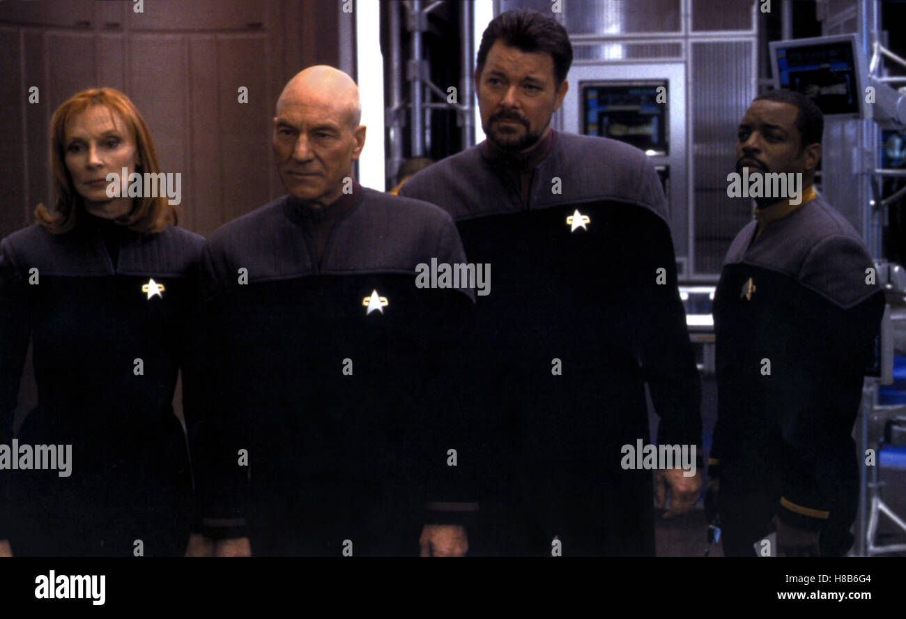 Star Trek: Nemesis, (Star Trek: Nemesis) USA 2002, Regie: Stuart Baird, Gates McFADDEN, Patrick Stewart, JONATHAN FRAKES, LeVAR BURTON, Chiave: Enterprise Foto Stock