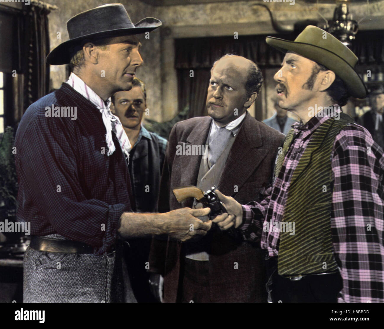 Die Stadt der rauhen Männer, (lotta contro l uomo della pianura) USA 1949, Regie: Edwin L. Marin, RANDOLPH SCOTT, BILL WILLIAMS, VICTOR JORY, BARRY KELLEY, Chiave: Waffe, revolver, cowboy Foto Stock