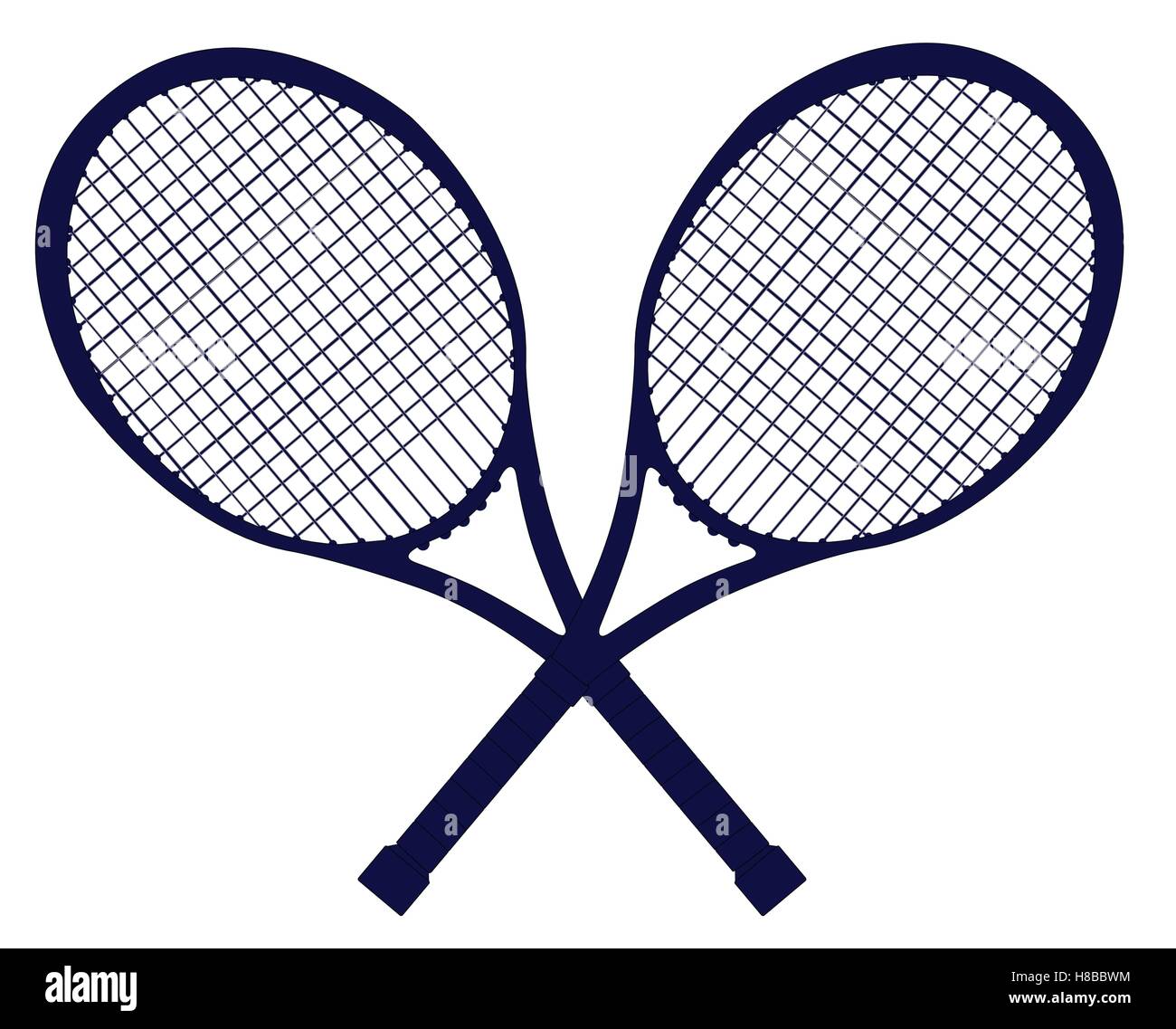 Una coppia di attraversata racchette da tennis in silhouette isolate su uno  sfondo bianco Immagine e Vettoriale - Alamy