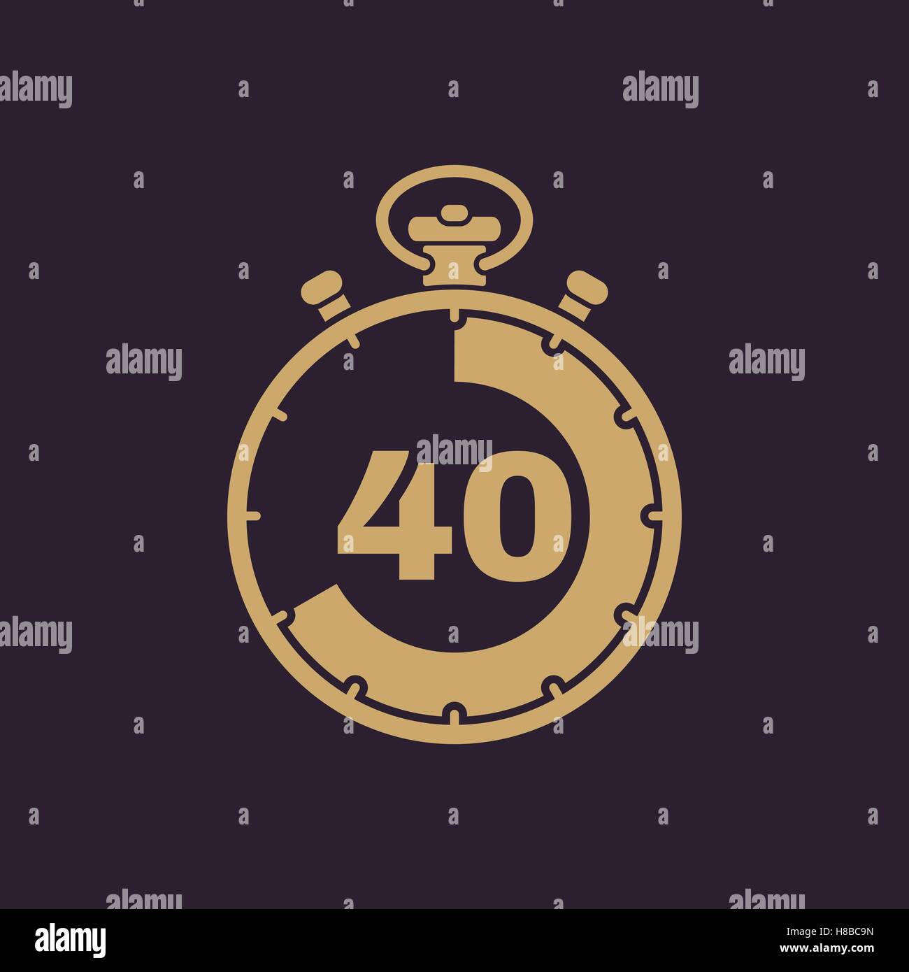 Il 40 secondi, minuti cronometro icona. Orologio e guardare, timer conto alla rovescia, cronometro simbolo. UI. Web. Logo. Segno. Design piatto. Un Illustrazione Vettoriale