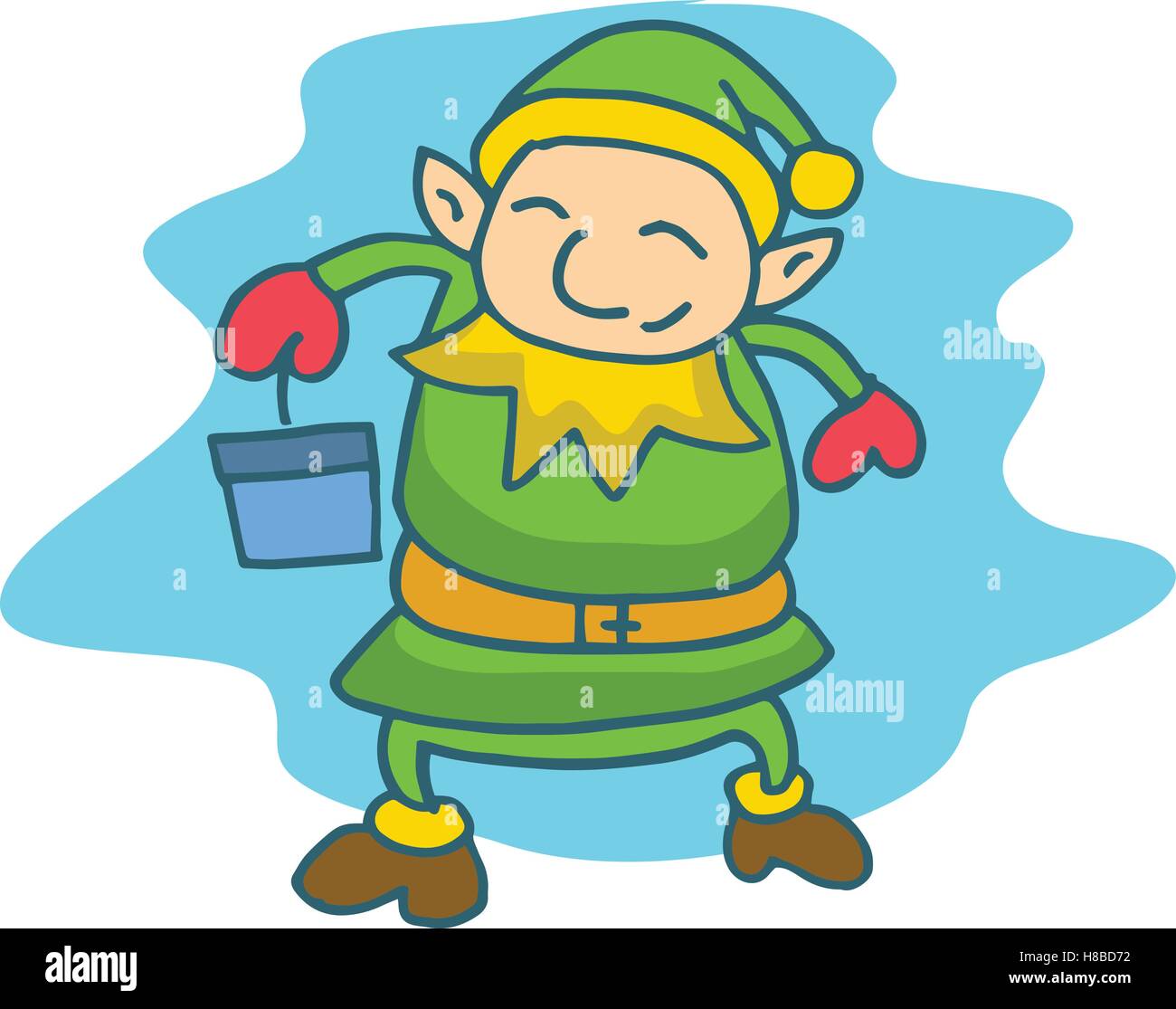 Carino e felice Natale elf cartoon Illustrazione Vettoriale