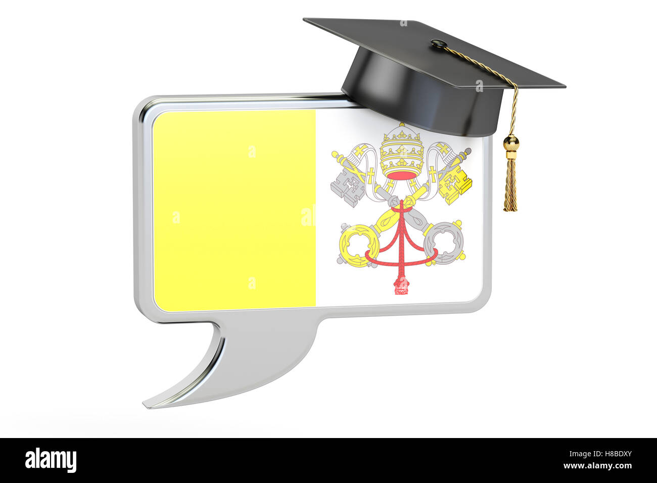 Discorso bolla con la bandiera del Vaticano, il concetto di apprendimento. Il rendering 3D Foto Stock