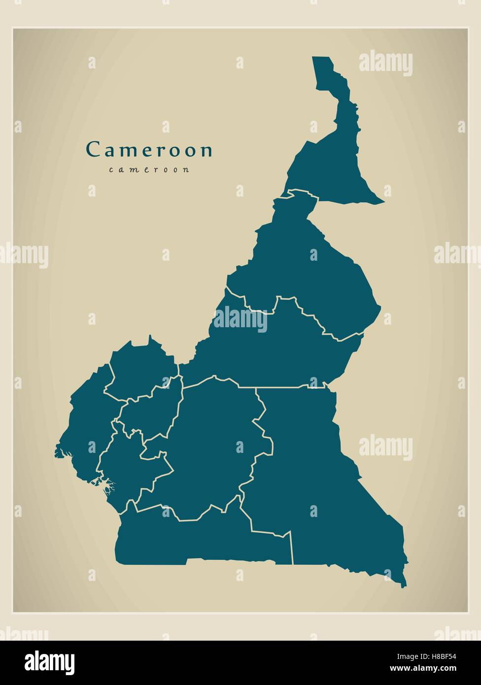 Mappa moderno - Camerun con province CM Illustrazione Vettoriale