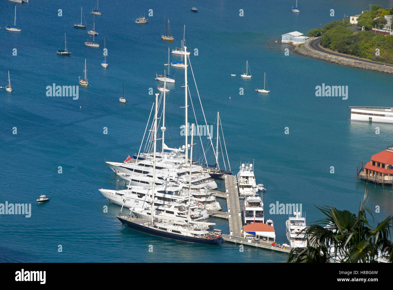 Yacht ormeggiati, san Tommaso, dei Caraibi Foto Stock