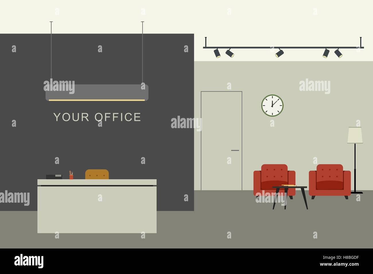 Ufficio interno con la reception Illustrazione Vettoriale