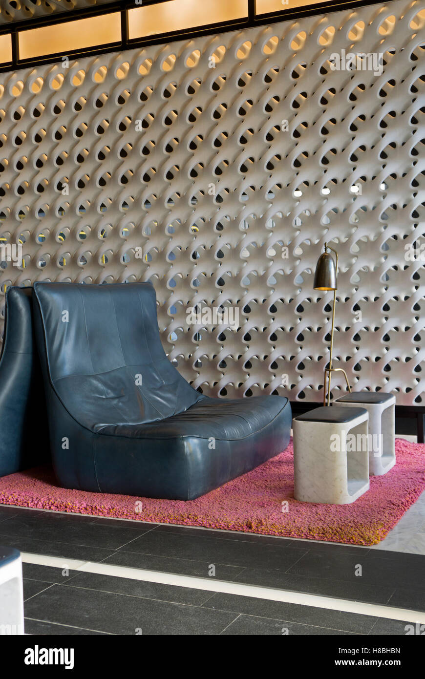 La lobby dell'Hotel Standard nel Meatpacking District di Manhattan, New York City. Foto Stock