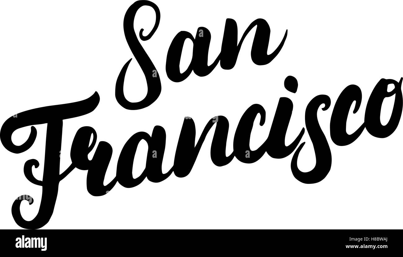 San Francisco scritto a mano tipografia lettering. Spazzola moderna calligrafia. Isolato su sfondo bianco. Illustrazione Vettoriale. Illustrazione Vettoriale