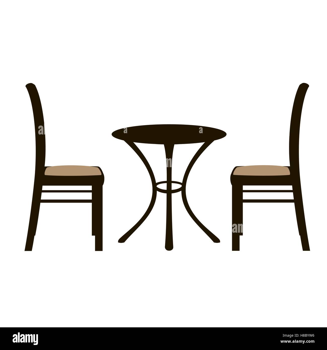 ShablonTable e una coppia di sedie. Illustrazione Vettoriale. Per cafe, il negozio di arredamento Illustrazione Vettoriale
