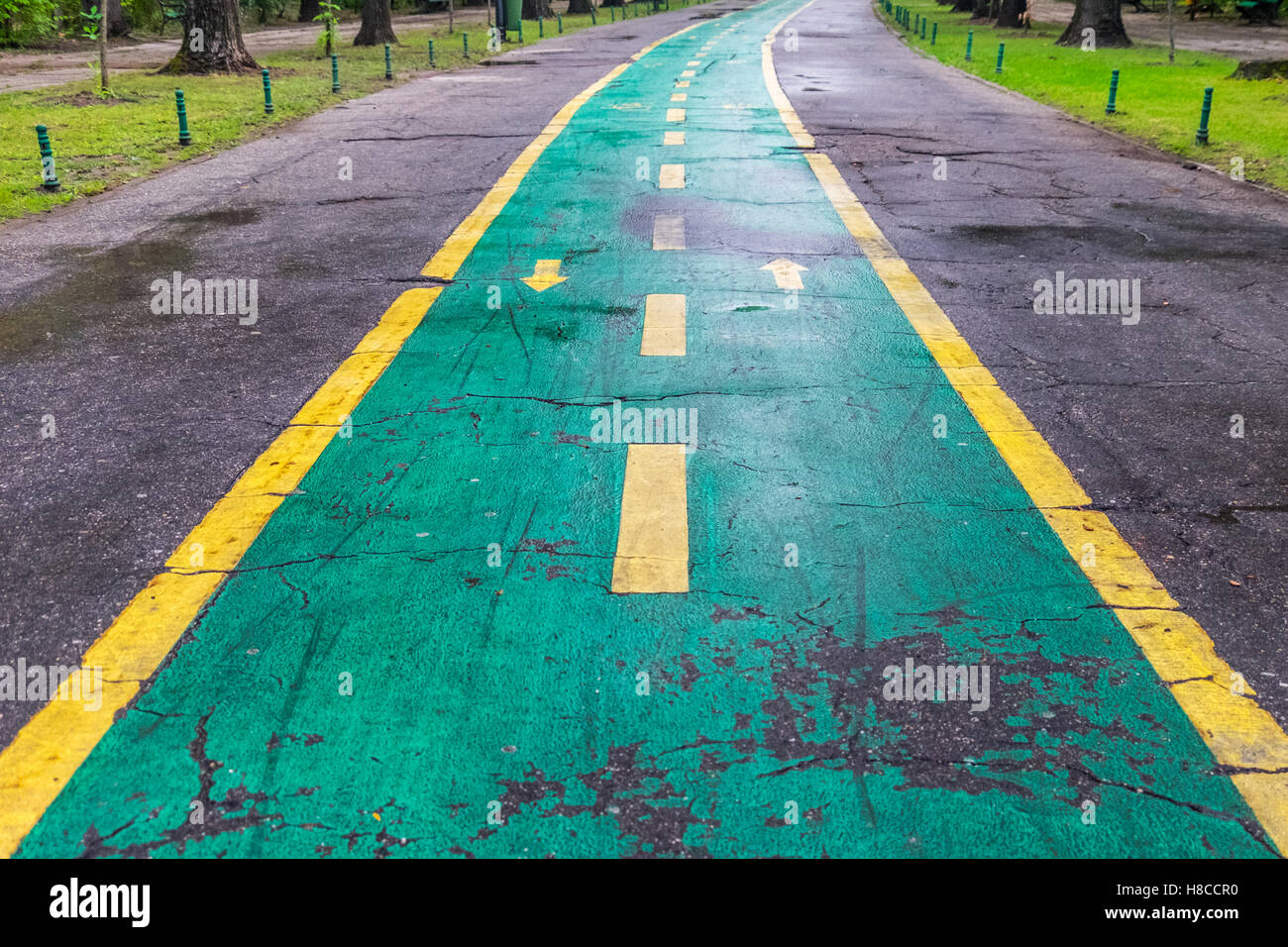 Strada di bicicletta in posizione di parcheggio Foto Stock