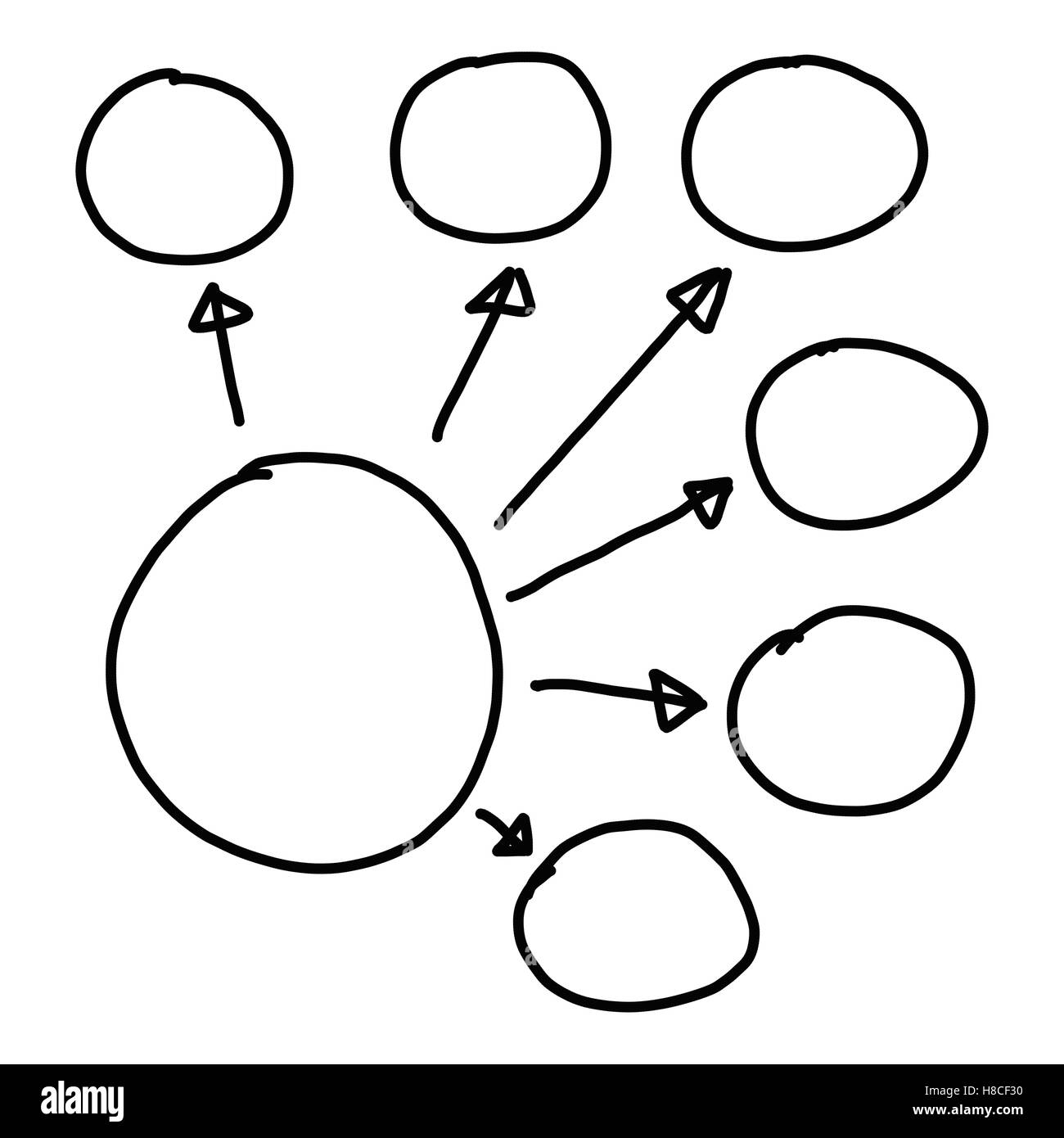 Disegnata a mano a simboli grafici delle forme geometriche grafico per le informazioni di input concetto di profitto in azienda o in Gestione di sistema su Foto Stock