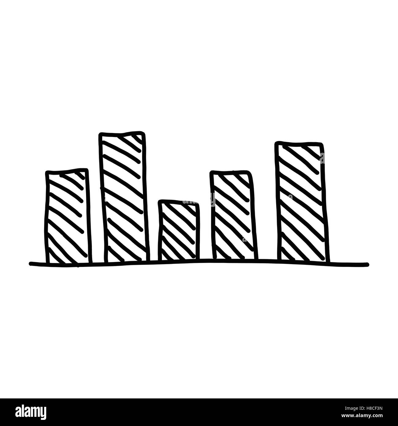 Disegnata a mano un business il grafico a barre mostra al concetto di elaborazione dati sullo sfondo bianco. Foto Stock