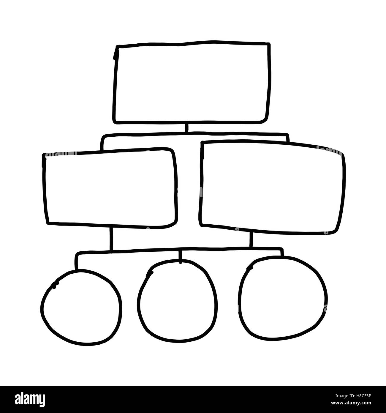 Disegnata a mano a simboli grafici delle forme geometriche grafico per le informazioni di input concetto di profitto in azienda o in Gestione di sistema su Foto Stock