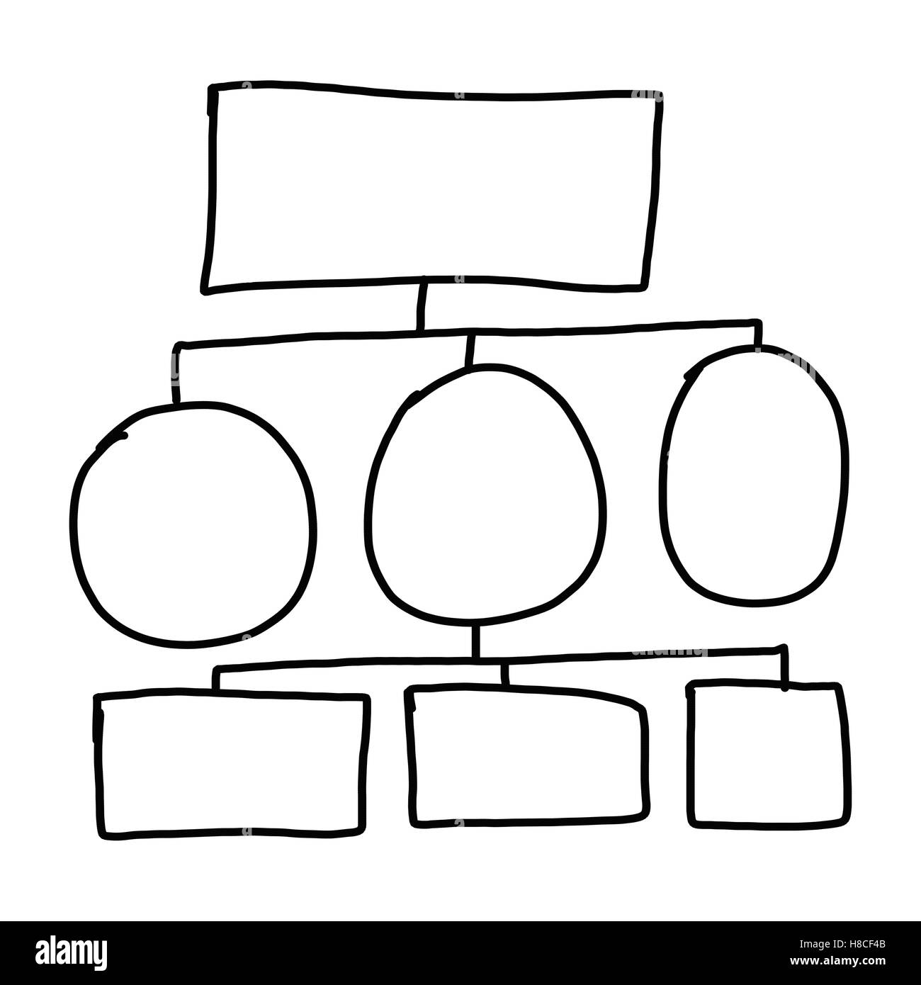 Disegnata a mano a simboli grafici delle forme geometriche grafico per le informazioni di input concetto di profitto in azienda o in Gestione di sistema su Foto Stock