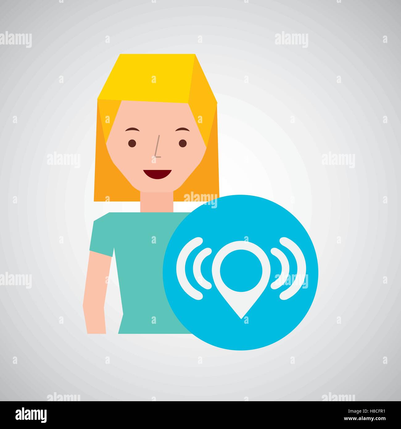 Ragazza pin wifi mappa design illustrazione vettoriale EPS 10 Illustrazione Vettoriale
