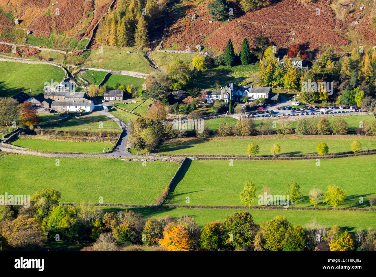 Il vecchio Dungeon Ghyll in grande Langdale, Lake District,UK Foto Stock