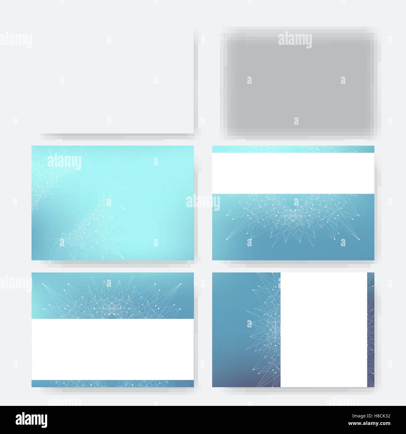 Set blu del vettore la presentazione di modelli con struttura di molecola. Business e progettazione scientifica per coprire la brochure leafl flyer Illustrazione Vettoriale