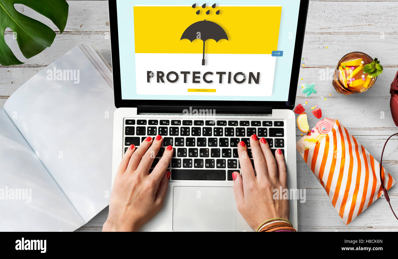 Ombrello La protezione dalla pioggia concetto grafico Foto Stock