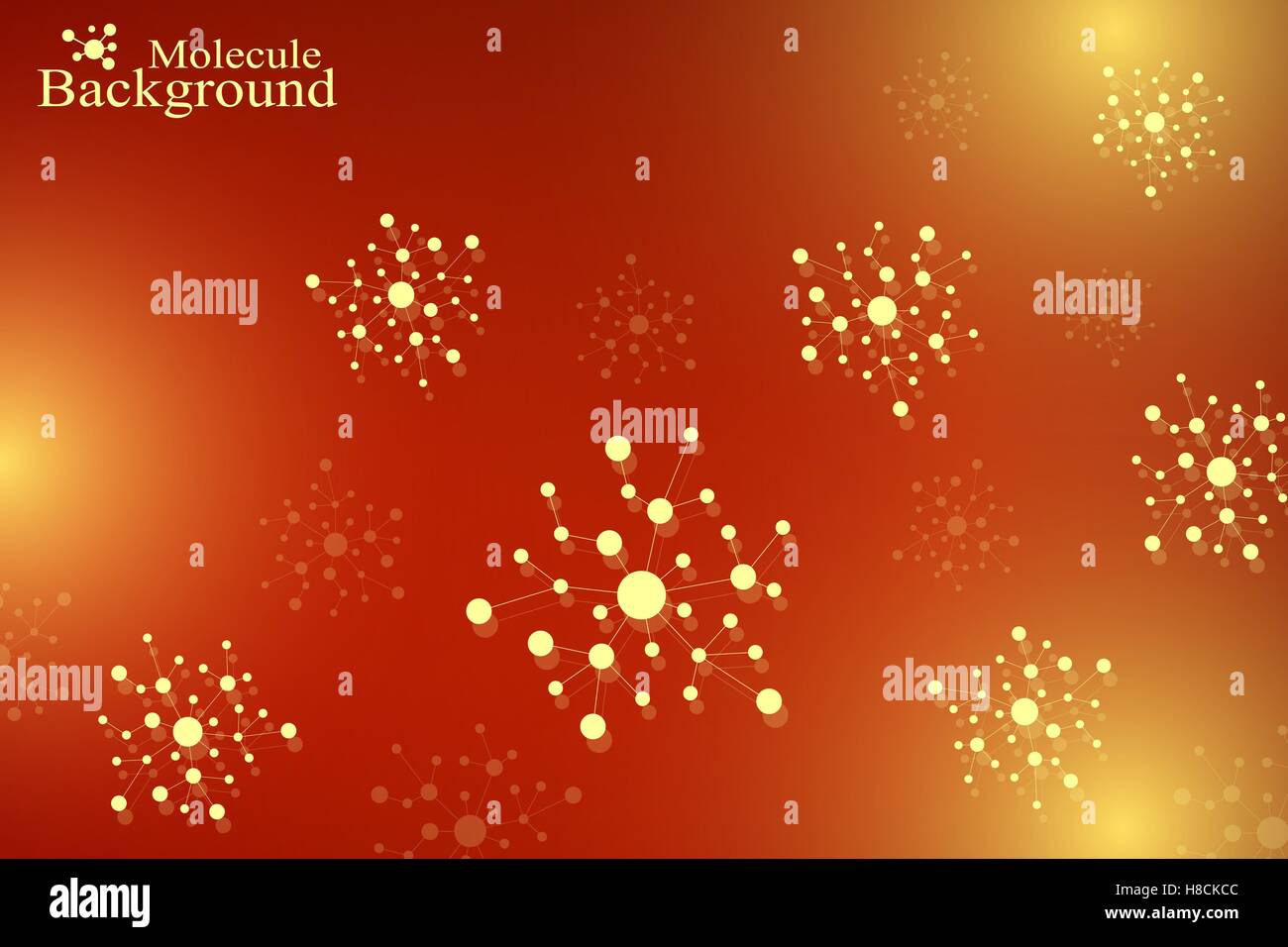 Struttura atomo di molecola di DNA e la comunicazione dello sfondo. Concetto di neuroni. Linee collegate con punti. Illusione del sistema nervoso. Medico Scientifica illustrazione sullo sfondo. Illustrazione Vettoriale
