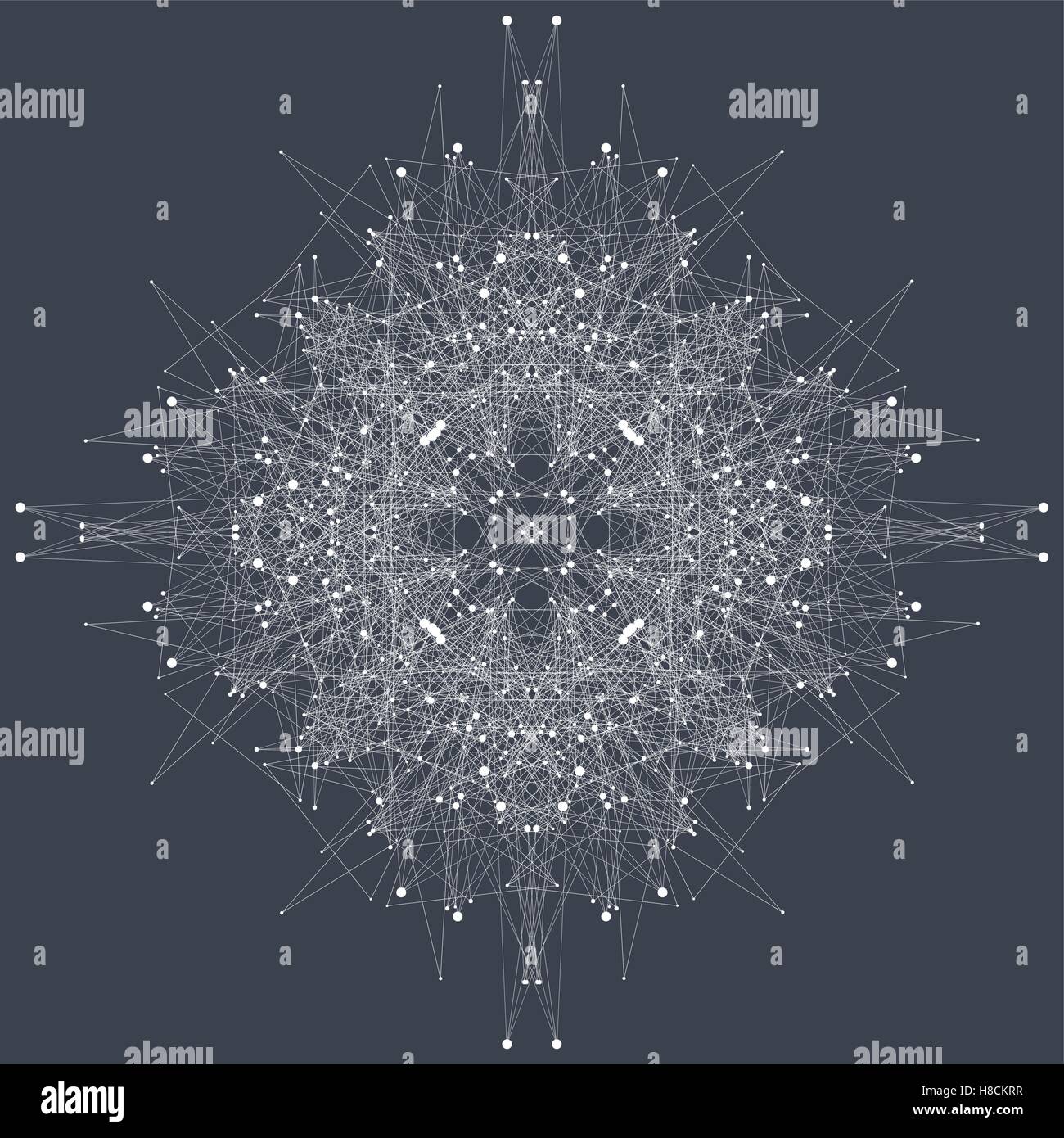 Elemento frattale con composti di linee e di punti. Grande complesso di dati. Grafica di sfondo astratto di comunicazione. Array minimo. Digital per la visualizzazione di dati. Illustrazione vettoriale di dati di grandi dimensioni Illustrazione Vettoriale