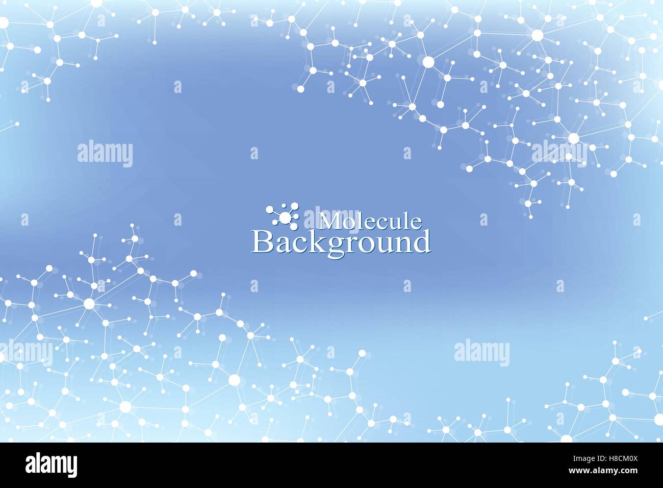 Struttura atomo di molecola di DNA e la comunicazione dello sfondo. Concetto di neuroni. Linee collegate con punti. Illusione del sistema nervoso. Medico Scientifica illustrazione sullo sfondo. Illustrazione Vettoriale