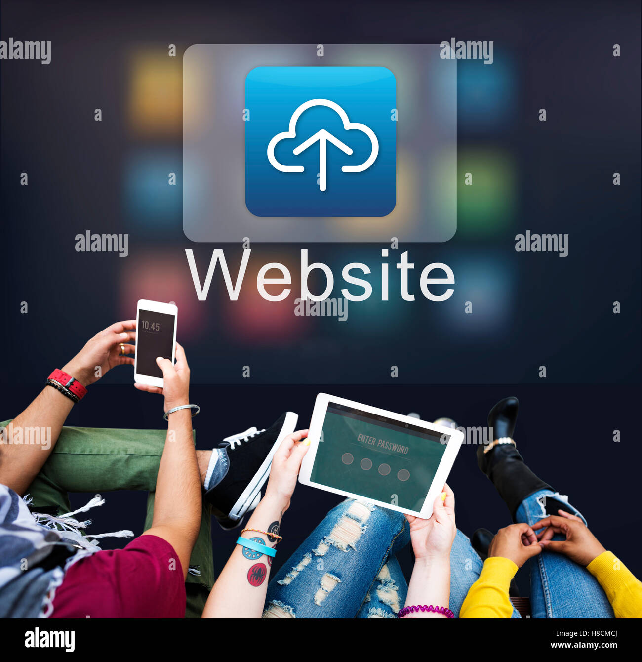 Il Cloud Computing la condivisione dei dati di storage concetto grafico Foto Stock