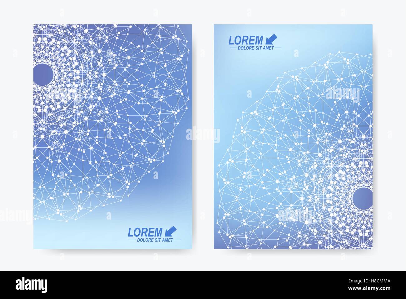 Moderno vettore modello per brochure, depliant, volantini, coperchio, rivista o relazione annuale. Per il formato A4. Business, la scienza, la medicina e la tecnologia di progettazione del layout del libro. Presentazione Abstract con la molecola. Illustrazione Vettoriale