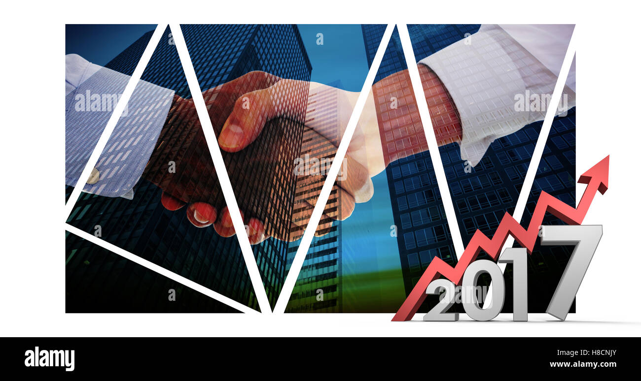 Immagine composita di generati digitalmente immagine del numero con freccia Foto Stock