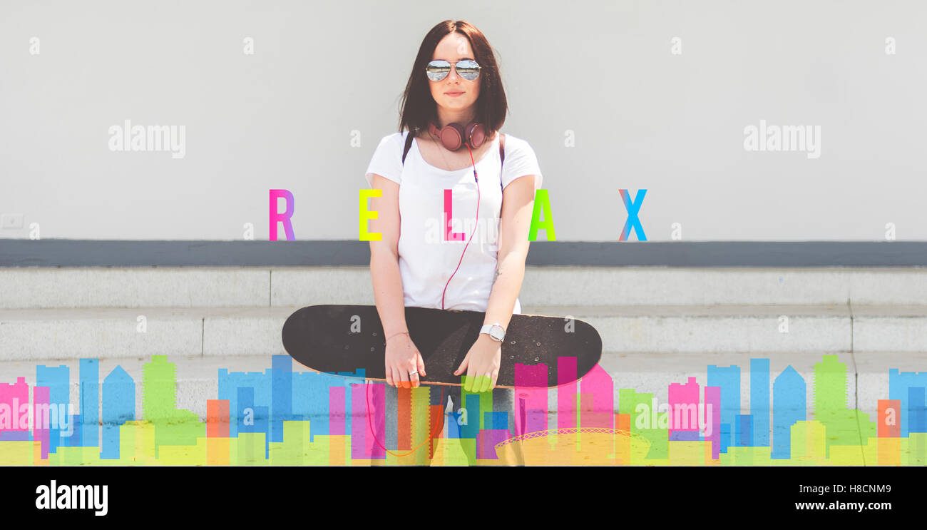 Hipster Chill Cityscape Urban Concept grafico Foto Stock