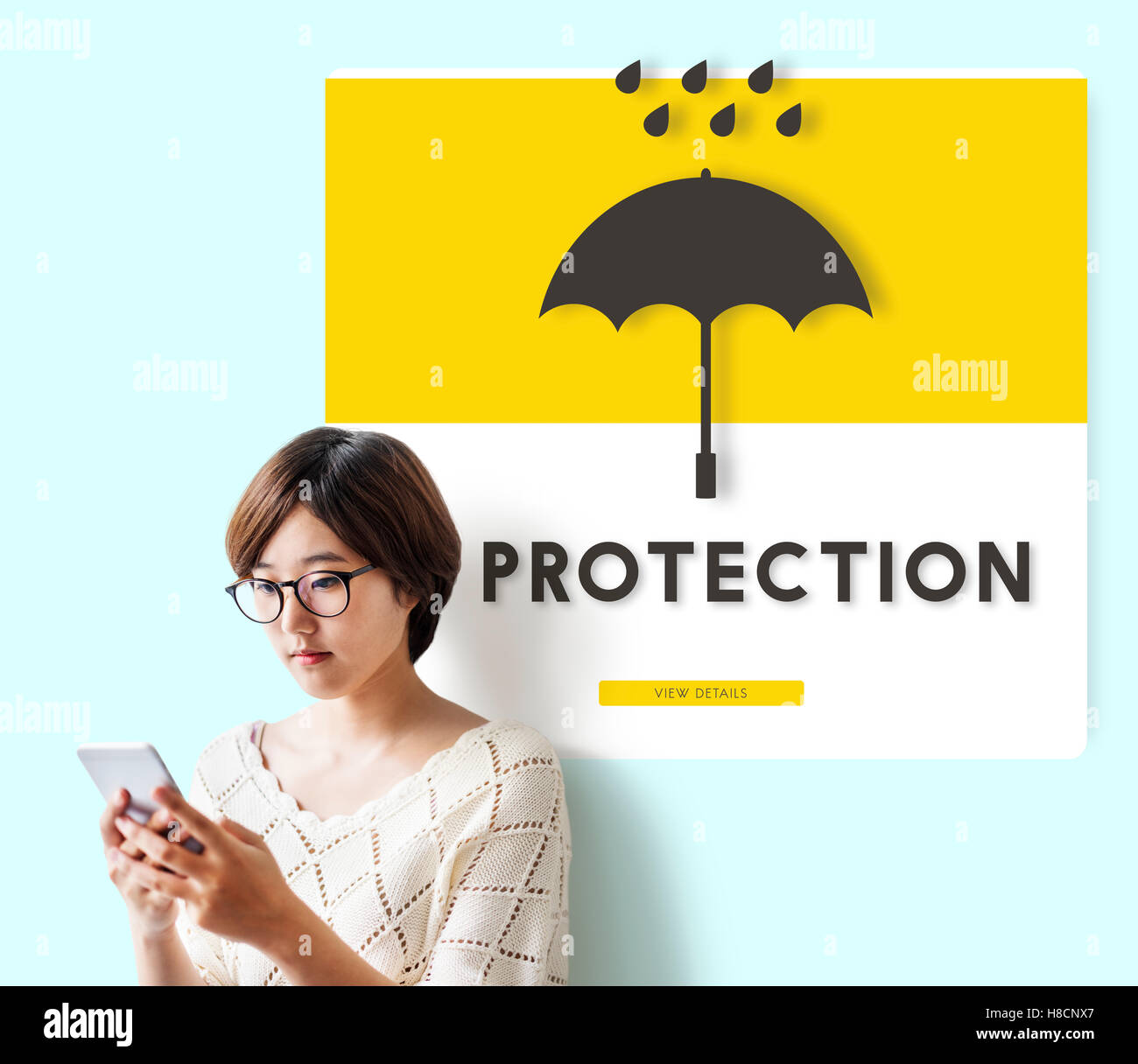 Ombrello La protezione dalla pioggia concetto grafico Foto Stock