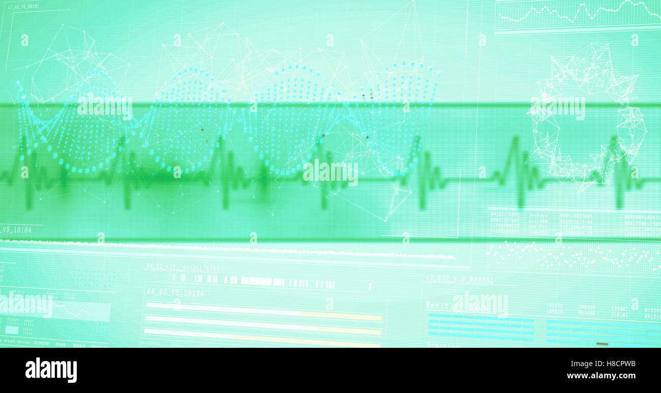 Vista panoramica di elica di DNA pattern su schermo Foto Stock