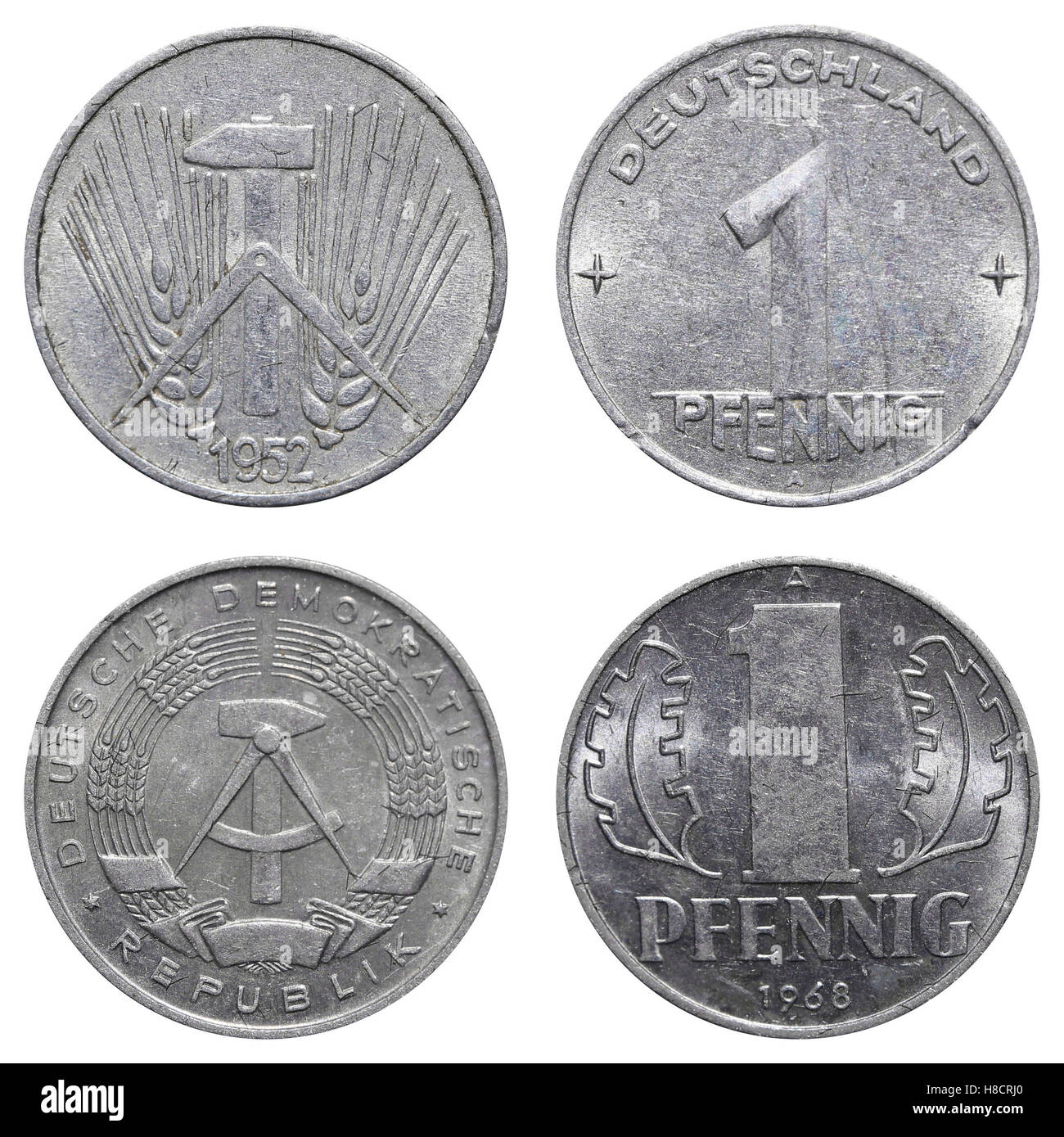 Uno Pfennig medaglia dell est del marco tedesco. Foto Stock