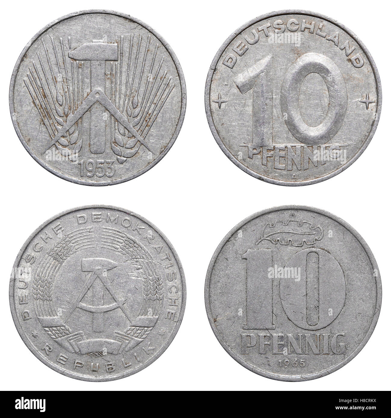Dieci Pfennig medaglia dell est del marco tedesco. Foto Stock