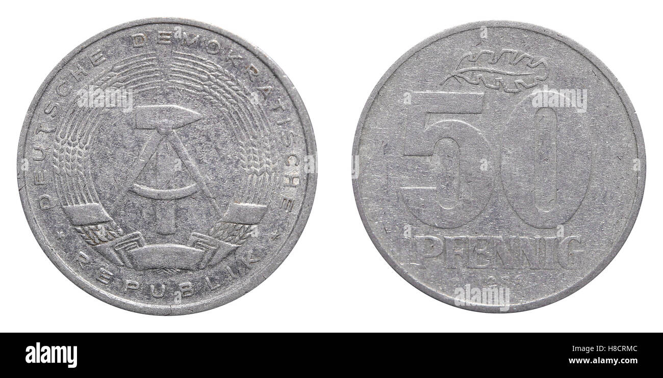 50 Pfennig medaglia dell est del marco tedesco. Foto Stock