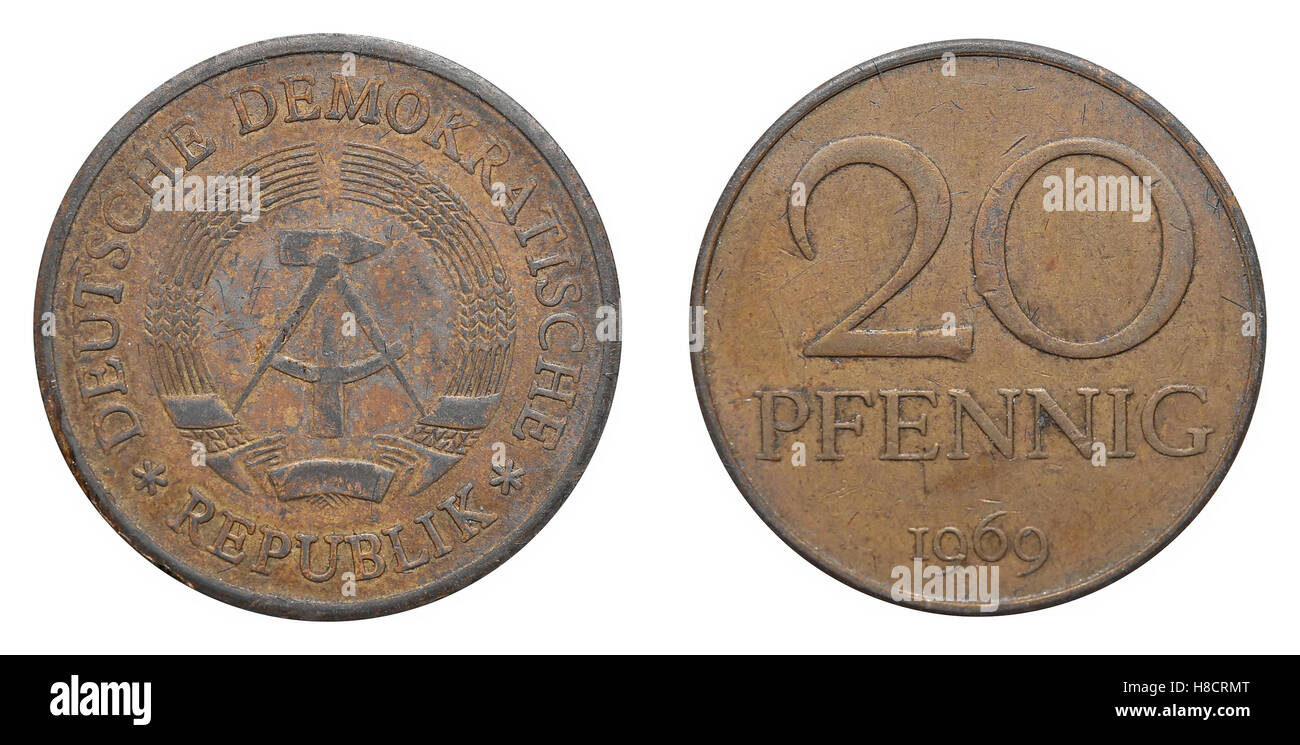 20 Pfennig medaglia dell est del marco tedesco. Foto Stock