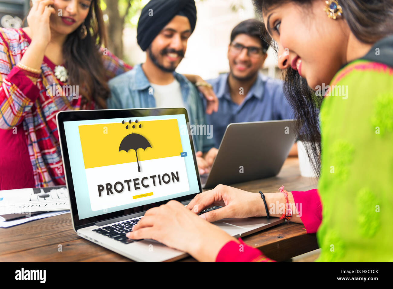 Ombrello La protezione dalla pioggia concetto grafico Foto Stock