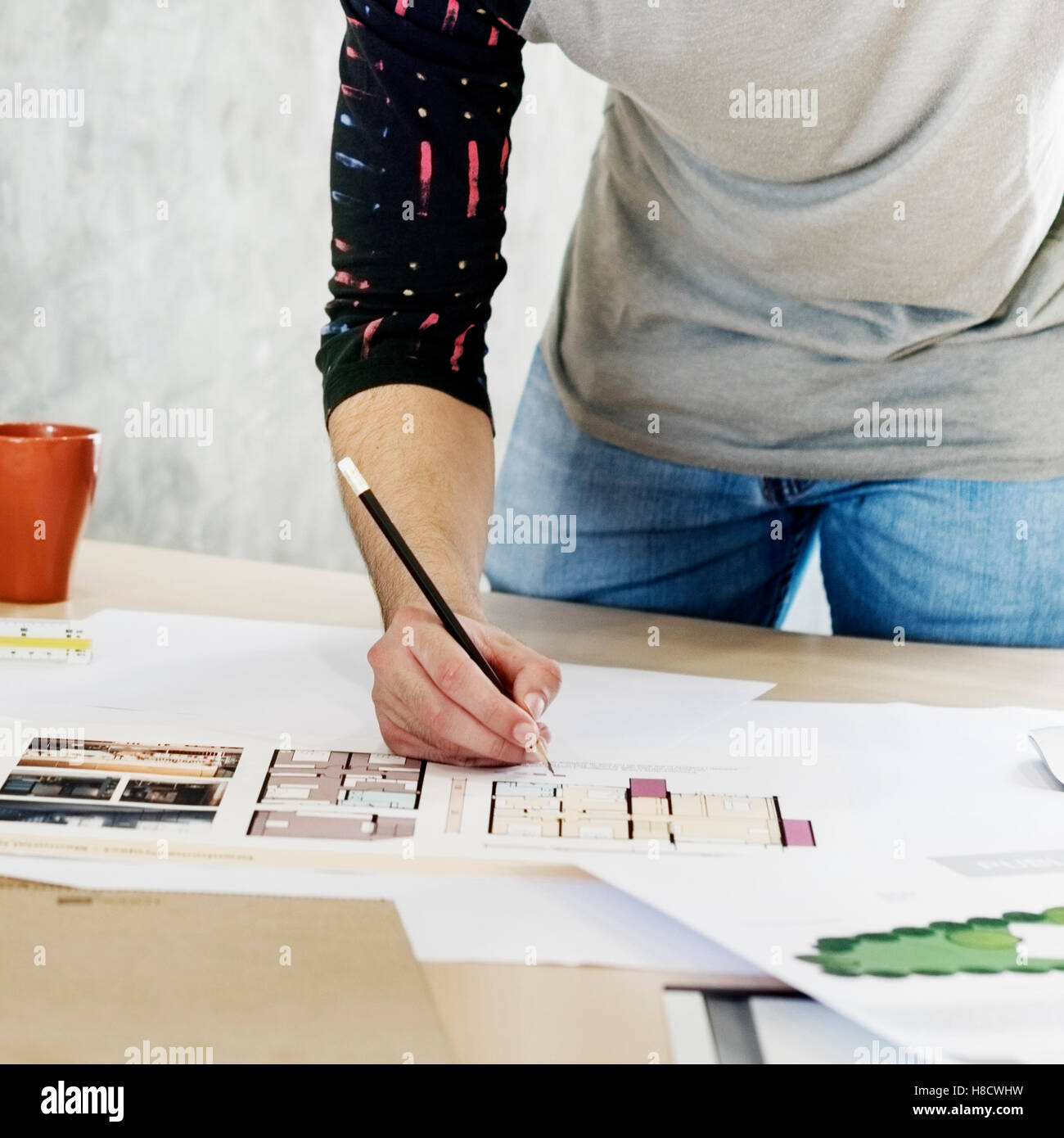 Design Studio Architetto occupazione creativa Blueprint Concept Foto Stock