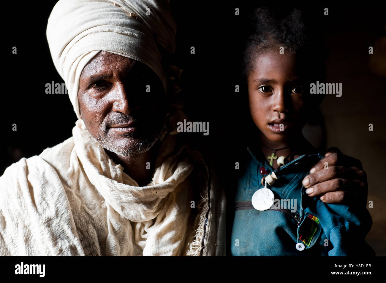Padre e figlia appartenenti al Amhara gruppo etnico (Etiopia) Foto Stock