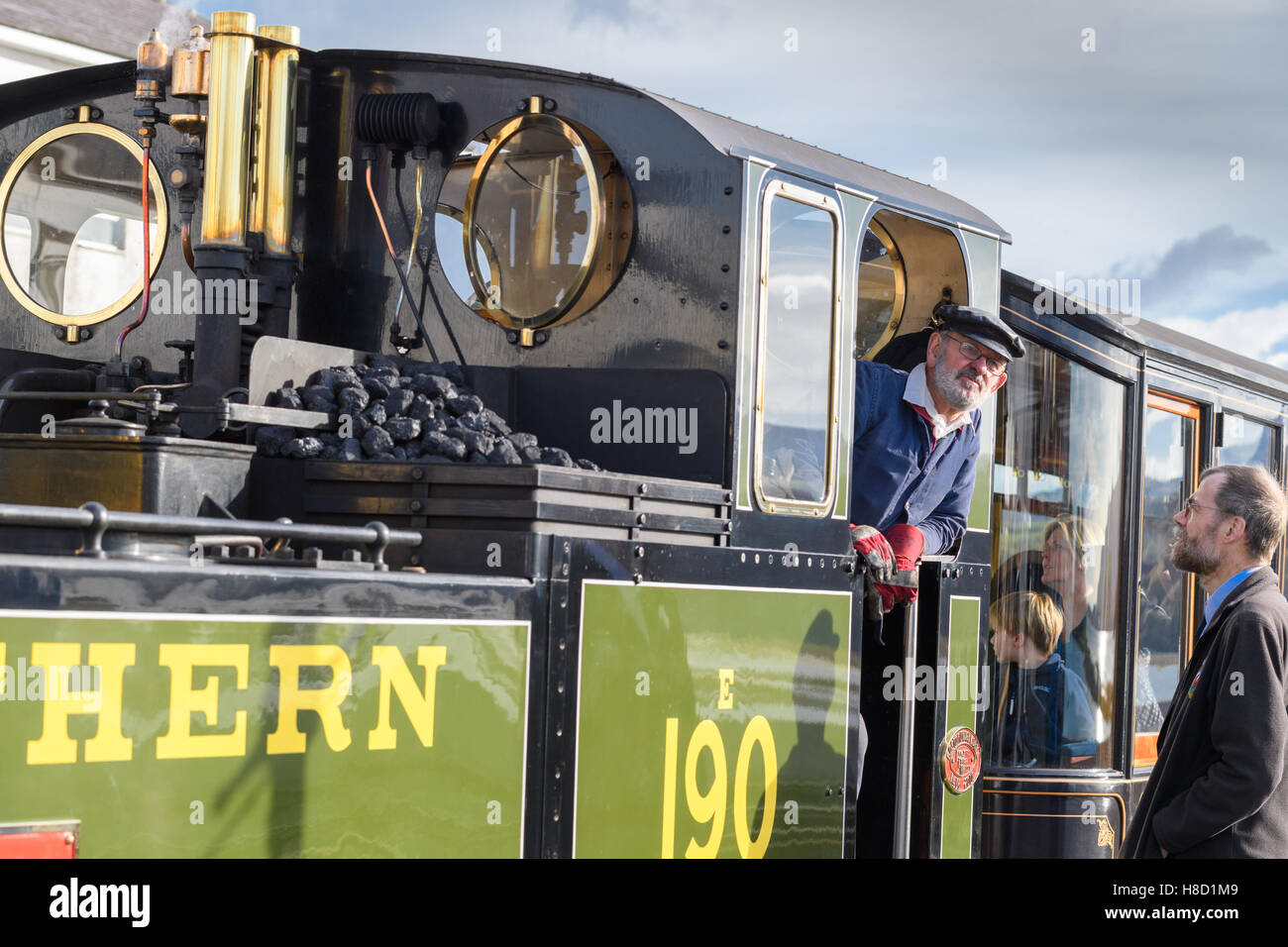 Porthmadog stazione della ferrovia Ffestiniog. Foto Stock
