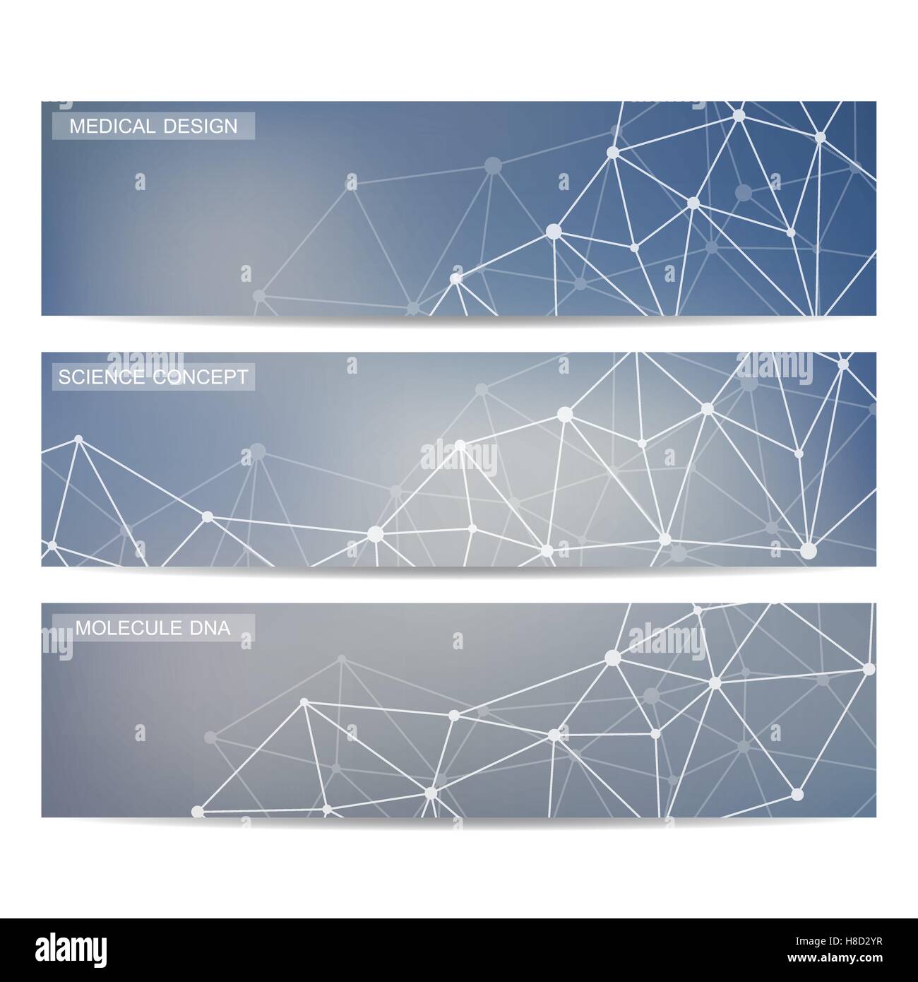 Set di scienza moderna banner. Struttura di molecola di DNA e i neuroni. Medicina, scienza e technolog, business e sito web temp Illustrazione Vettoriale